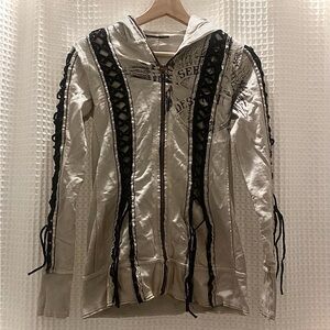 Salvage Cream and Black Modern Raincoat